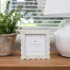 Laura Cream Bone Photo Frame 5x5", a decorative picture frame suited to shelf, tabletop or wall presentation