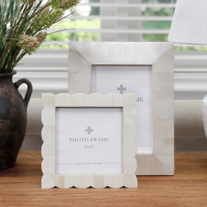 Laura Cream Bone Photo Frame 5x5", designed to display a favourite photograph or small artwork