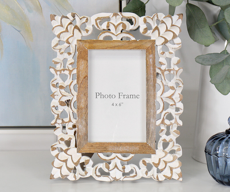 Rosina Carved White Photo Frame 4x6"