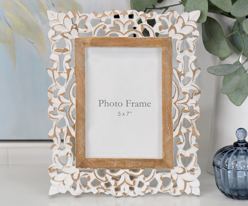 Rosina Carved White Photo Frame 5x7"