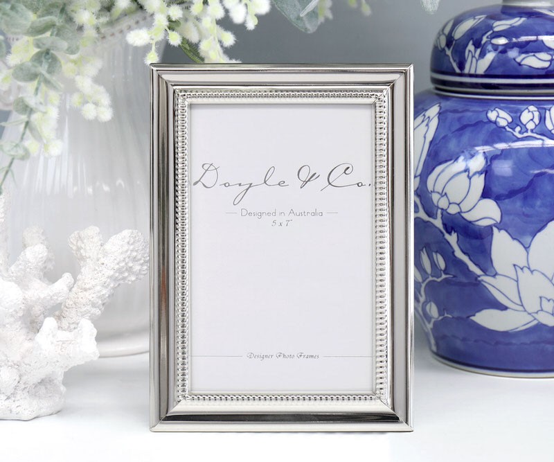 Contessa Beaded Silver Nickel Photo Frame 5x7 inch