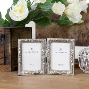 Amore Petite Double Silver Photo Frame 2.5x3.5"