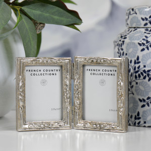 Amore Petite Double Silver Photo Frame 2.5x3.5", a display frame for a photograph or print