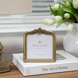 Clarissa Gold Arch Photo Frame 5x5", designed to display a favourite photograph or small artwork