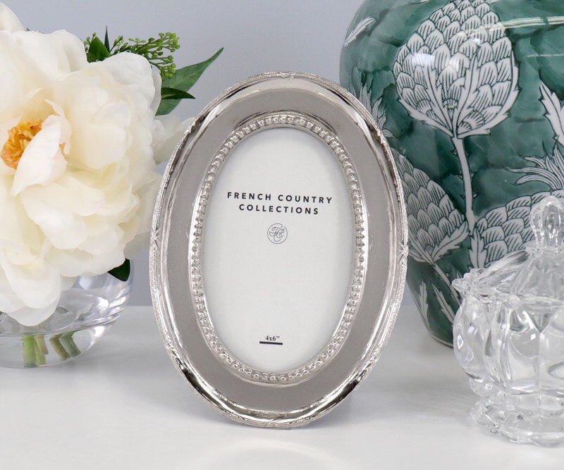 Narcisse Oval Silver Photo Frame 4x6"