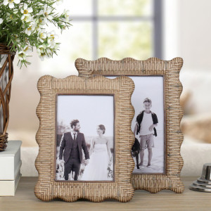 Penfold Rattan Wave Photo Frame 5x7", designed to display a favourite photograph or small artwork