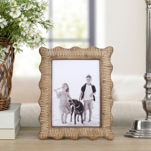 Penfold Rattan Wave Photo Frame 5x7", a decorative picture frame suited to shelf, tabletop or wall presentation