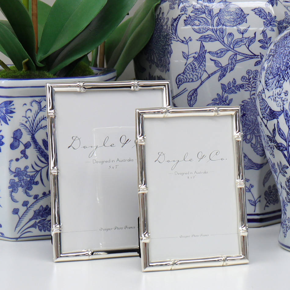 Luxe Silver Bamboo Photo Frame - 6x4, a decorative picture frame suited to shelf, tabletop or wall presentation
