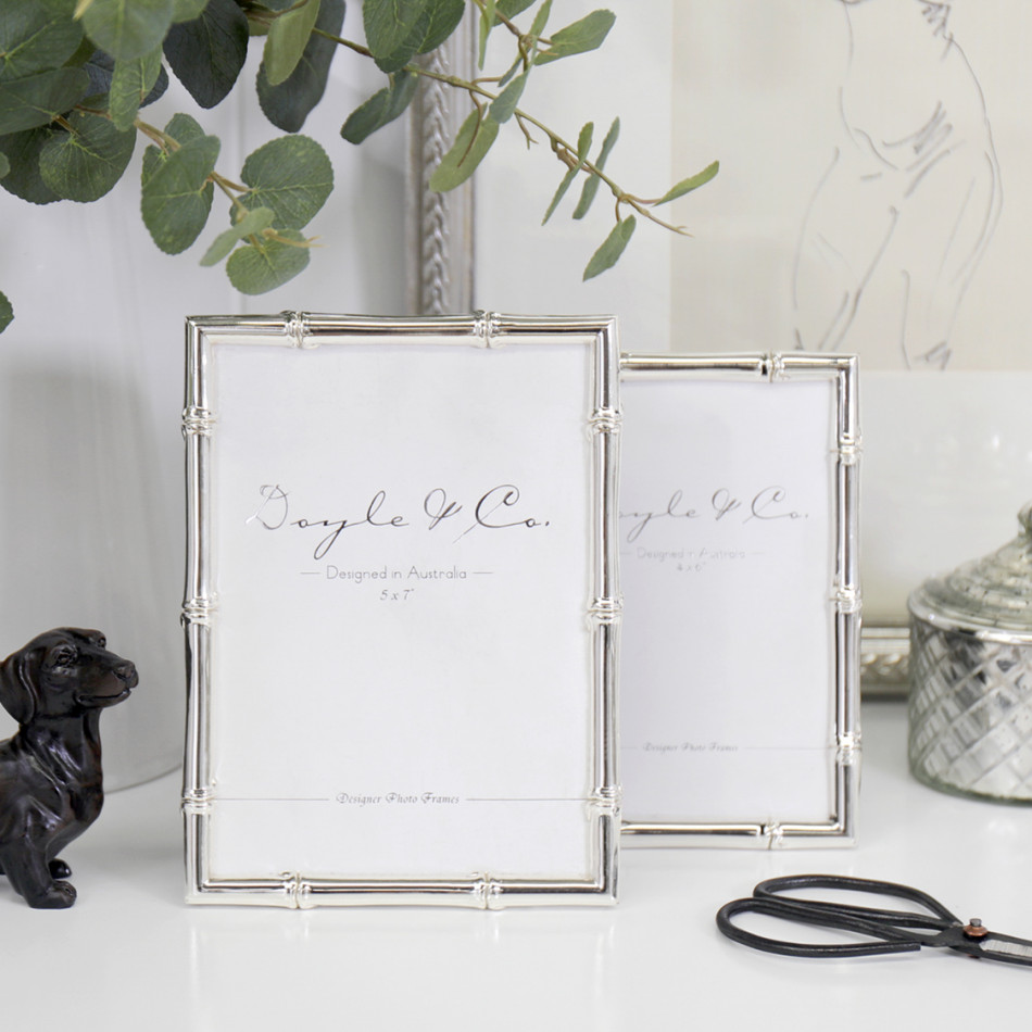 Luxe Silver Bamboo Photo Frame - 5x7, a decorative picture frame suited to shelf, tabletop or wall presentation