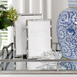 Luxe Silver Bamboo Photo Frame - 6x4, designed to display a favourite photograph or small artwork