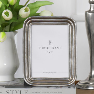 Esther Antique Silver Photo Frame 5x7", a decorative picture frame suited to shelf, tabletop or wall presentation