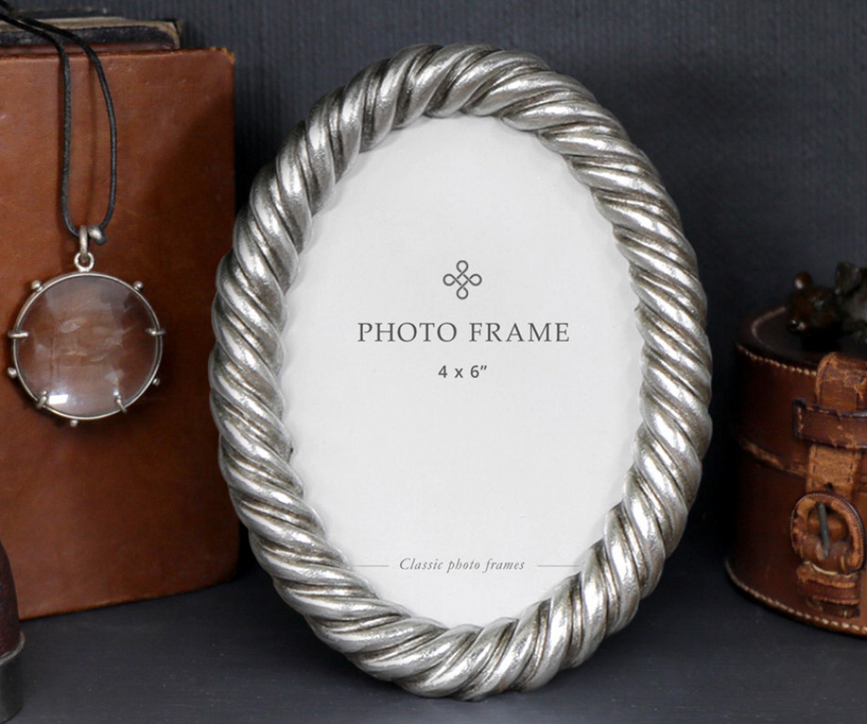 Mansfield Silver Rope Oval Photo Frame 4x6"