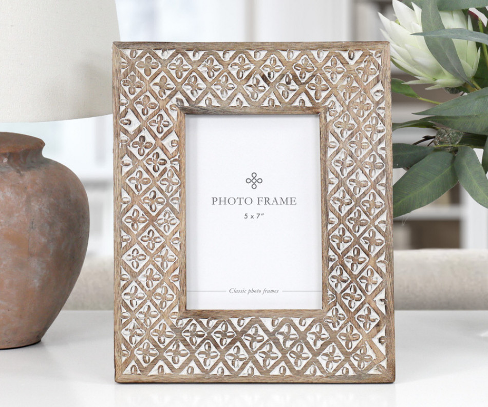 Lennox Carved Wood Photo Frame 5x7"