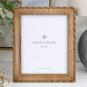 Marielle 8x10 inch wood photo frame with a rustic natural finish and scalloped edging