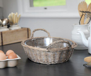 Oval Canterbury Wicker Fruit Bowl with Glass Dish