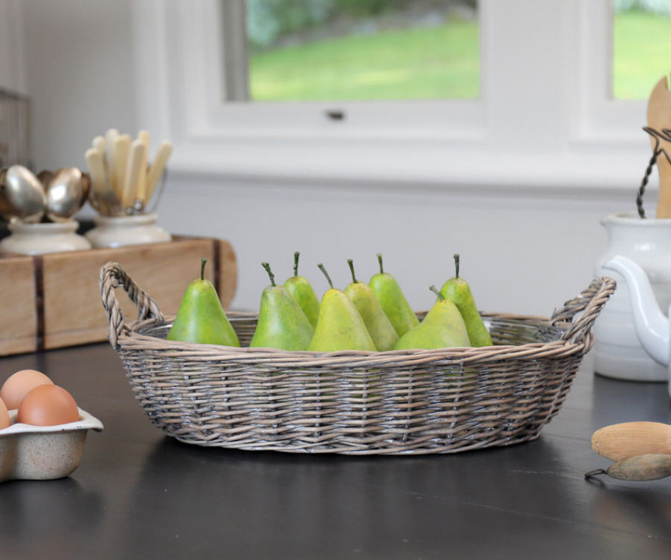 Oval Canterbury Wicker Fruit Bowl with Glass Dish
