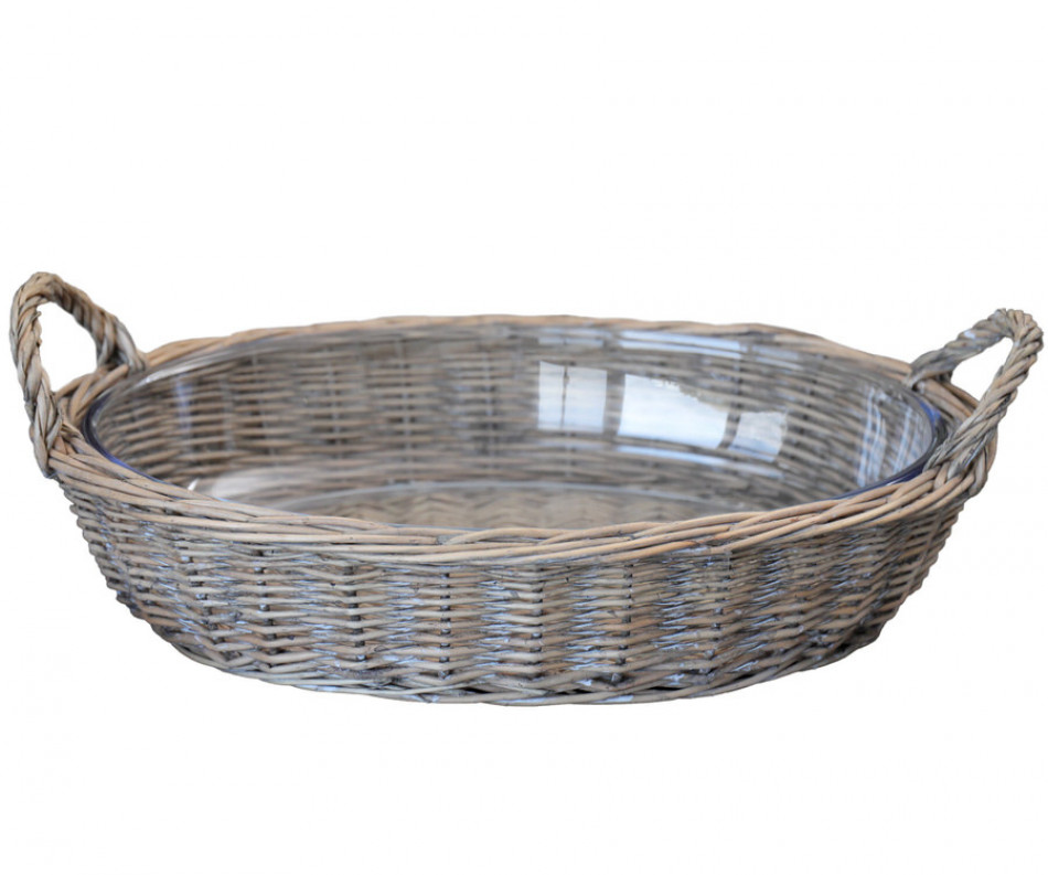 Oval Canterbury Wicker Fruit Bowl with Glass Dish