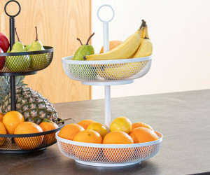 Olsen 2-Tier Fruit Basket - White