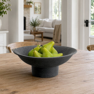 Paloma Charcoal Footed Bowl, designed for practical dining use with an ornamental presentation