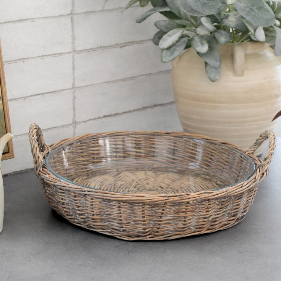 Canterbury Wicker Fruit Bowl with Glass Dish, decorative tableware