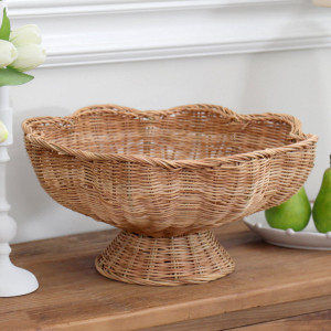 Swanley Scalloped Rattan Fruit Bowl, decorative tableware