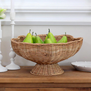 Swanley Scalloped Rattan Fruit Bowl, a tabletop piece for serving or decorative display
