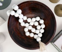 Large White Bead Garland with White Tassel