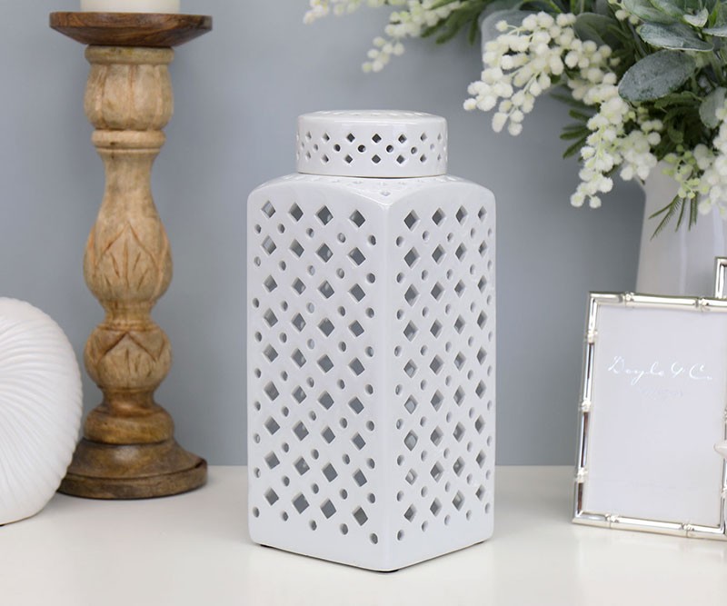 Jacob Square White Lace Ginger Jar Small