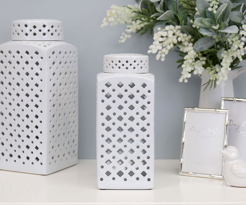 Jacob Square White Lace Ginger Jar Small