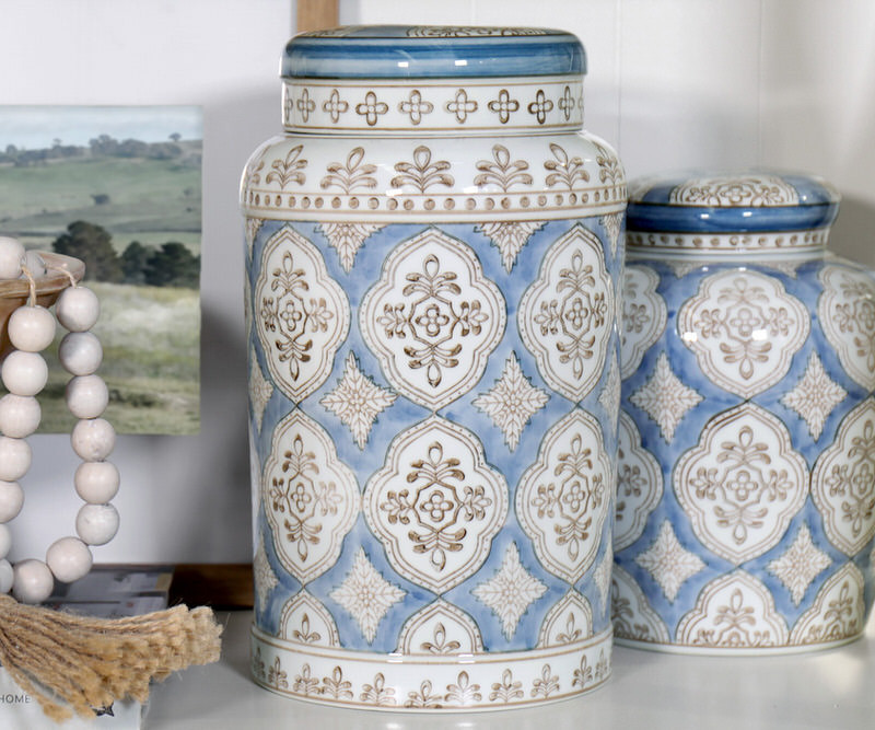 Tall Carlisle Blue Ginger Jar