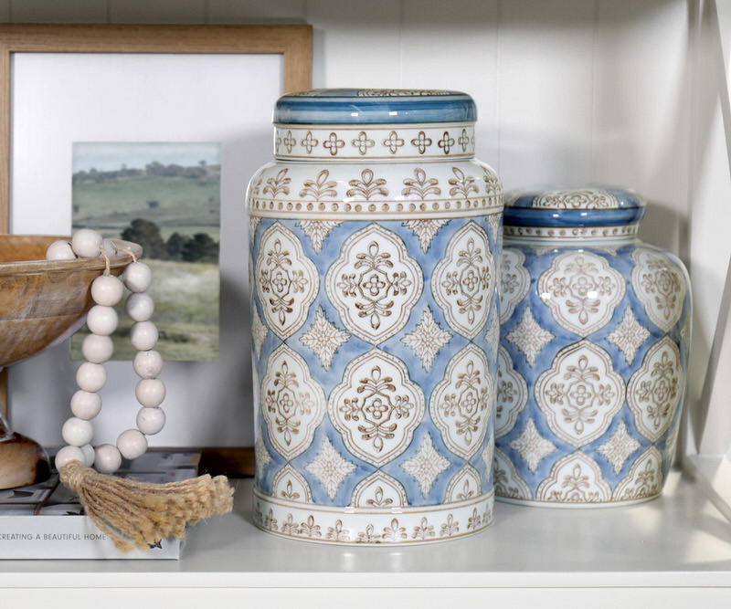 Tall Carlisle Blue Ginger Jar