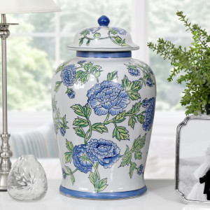 Large Bellecourt Blue & White Ginger Jar, shown as a standalone product for clear identification