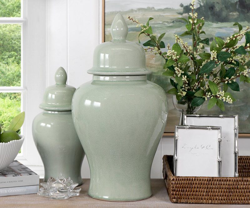 Snowdon Sage Green Ginger Jar - Tall