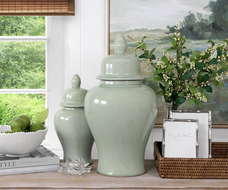 Snowdon Sage Green Ginger Jar - Tall