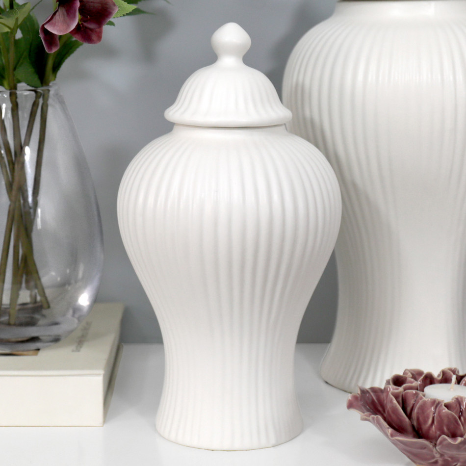 Small Valmont White Ginger Jar, decorative home accessory