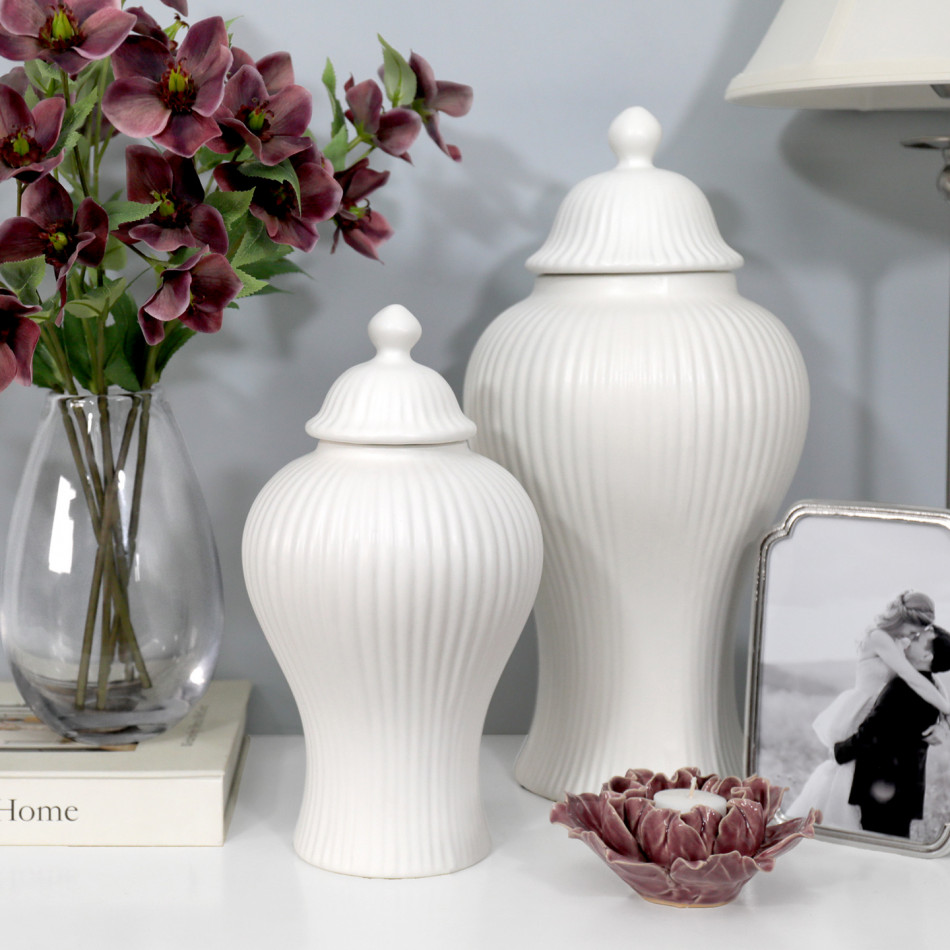 Small Valmont White Ginger Jar, presented as a standalone item for straightforward product identification