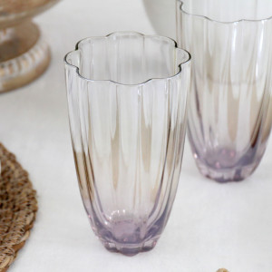 Set 4 Lavender Haze Fluted Water Glasses, a drinkware piece designed for serving beverages at the table