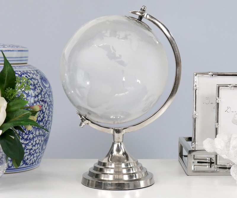 *2nds* Mercator Silver & Glass Globe