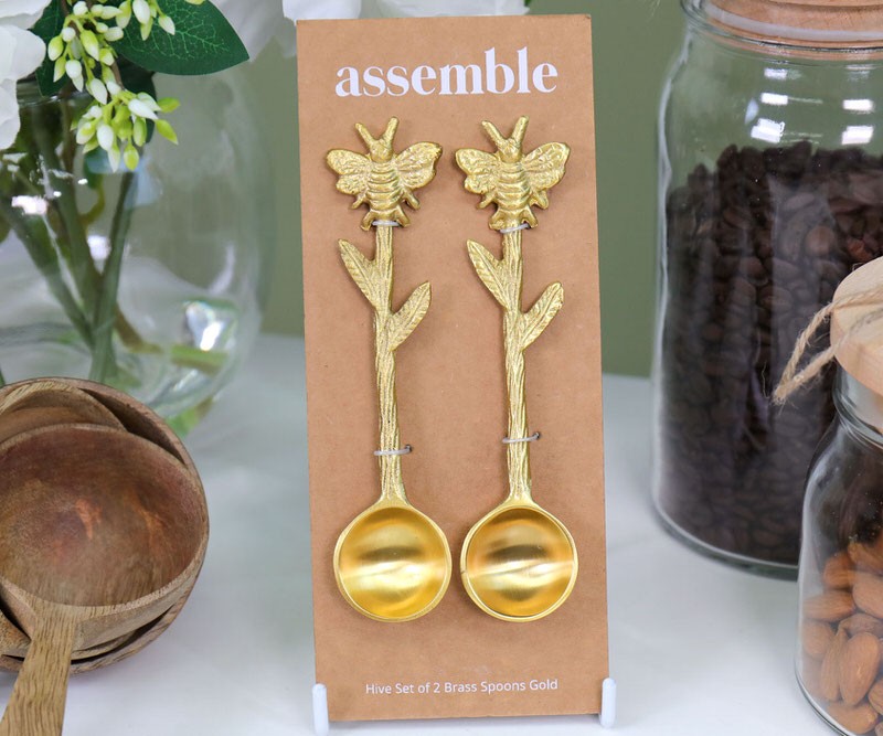 Set 2 Golden Hive Condiment Spoons