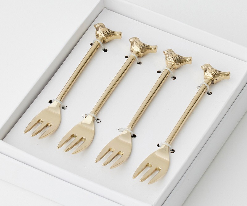 Set 4 Gold Bird Cocktail or Dessert Forks