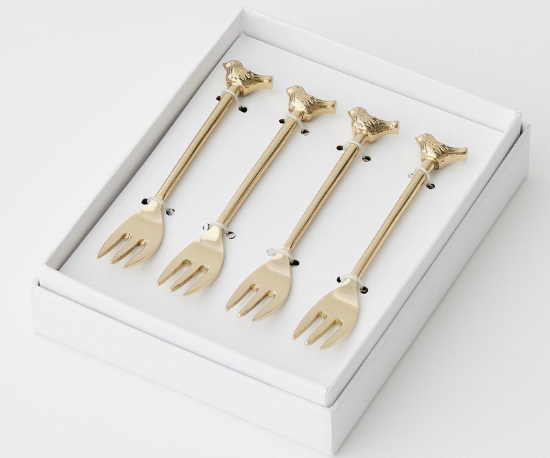 Set 4 Gold Bird Cocktail or Dessert Forks