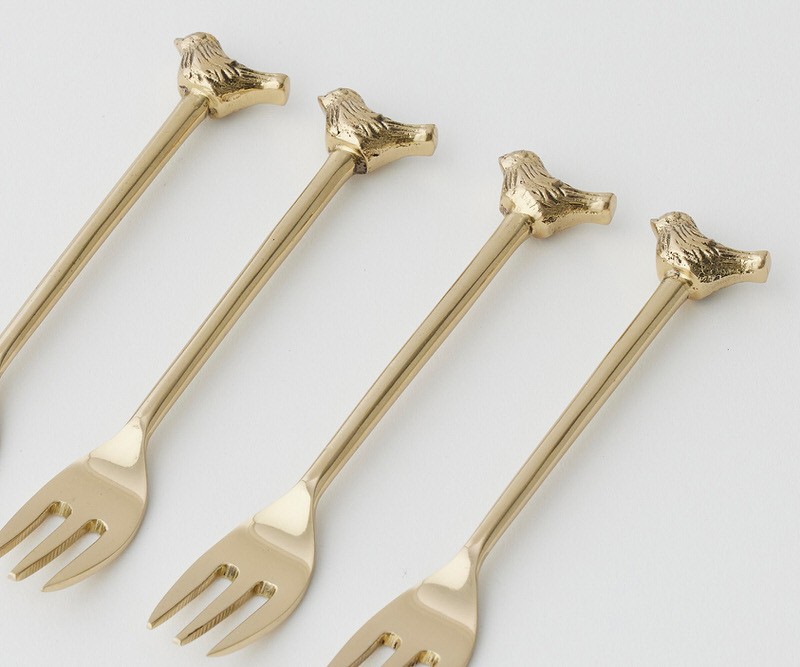 Set 4 Gold Bird Cocktail or Dessert Forks