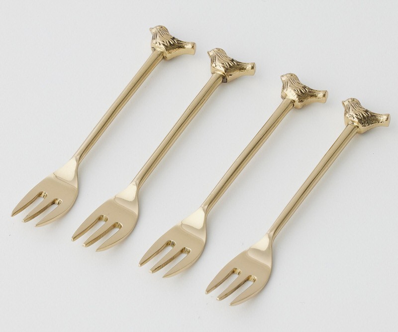 Set 4 Gold Bird Cocktail or Dessert Forks