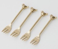 Set 4 Gold Bird Cocktail or Dessert Forks