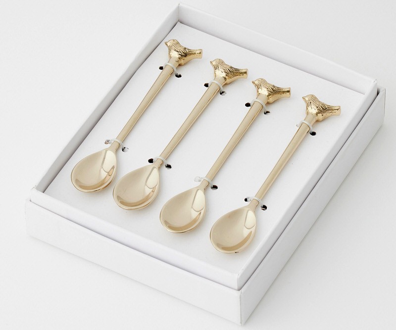 Set 4 Gold Bird Cocktail or Dessert Spoons