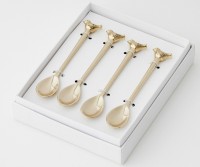 Set 4 Gold Bird Cocktail or Dessert Spoons