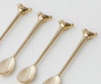 Set 4 Gold Bird Cocktail or Dessert Spoons