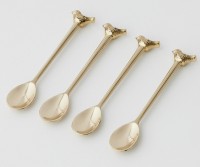 Set 4 Gold Bird Cocktail or Dessert Spoons