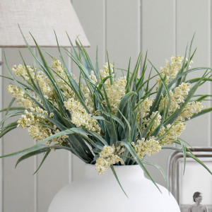 Set 3 Cream Lirabelle Flowering Grass Stems, decorative artificial flower or foliage stem