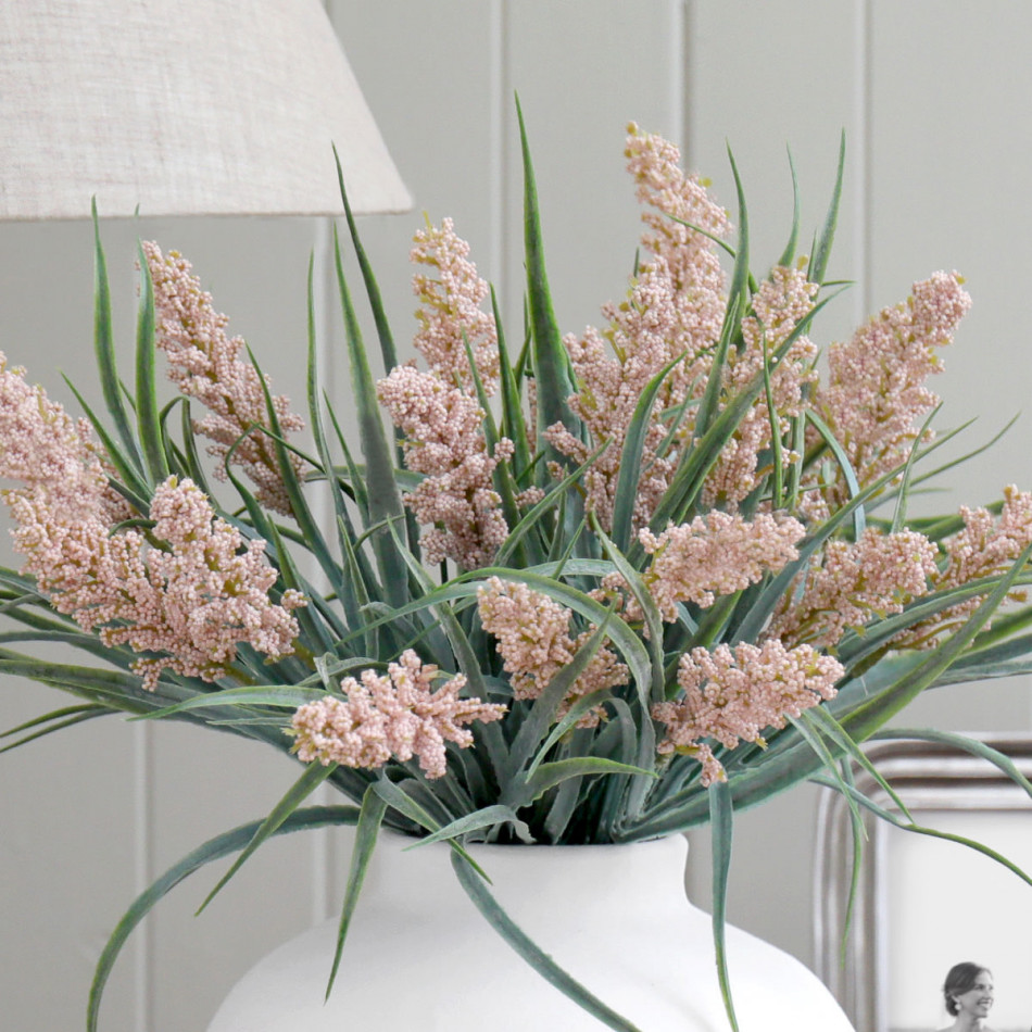 Set 3 Pink Lirabelle Flowering Grass Stems, decorative artificial flower or foliage stem